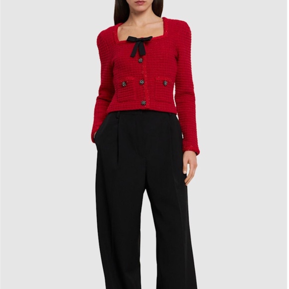 Self-Portrait Red Knit Holiday Cardigan - NWOT - Picture 6 of 7